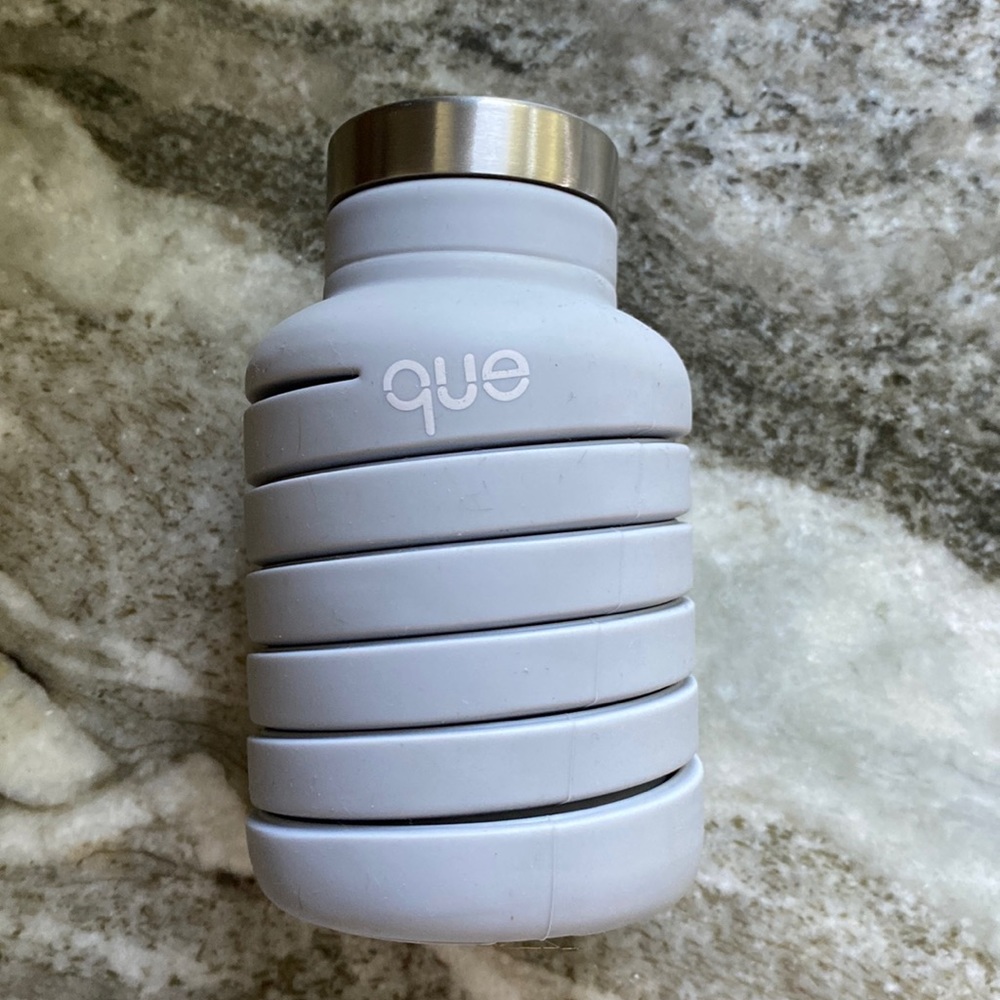 Collapsable silicone water bottle.